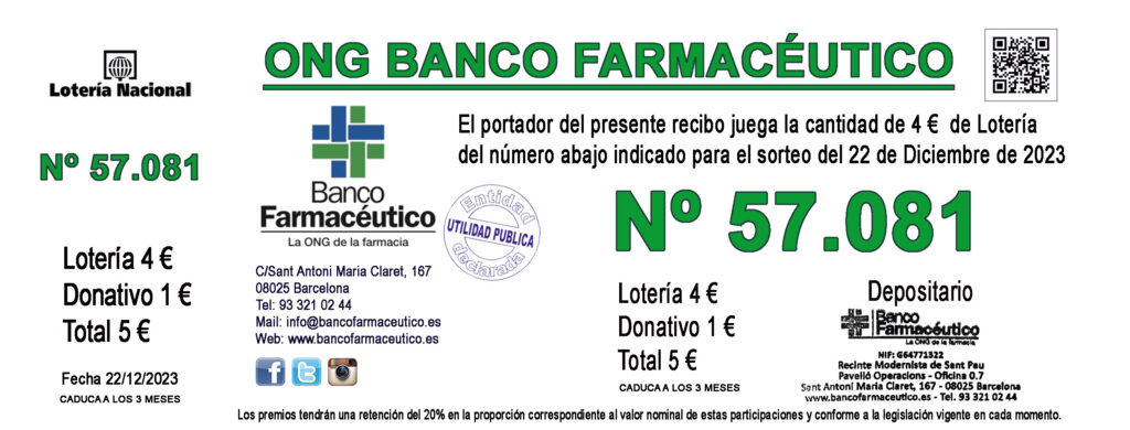 Lotería Solidaria de Navidad de Banco Farmacéutico